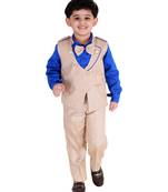 Blue printed cotton silk boys-suit