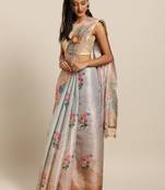 cream woven art silk saree with blouse