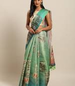 dark-green woven art silk saree with blouse