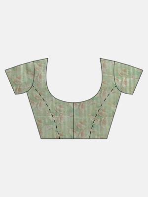 dark-green woven art silk saree with blouse 5