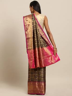 black woven cotton saree with blouse 2