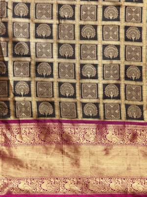 black woven cotton saree with blouse 3