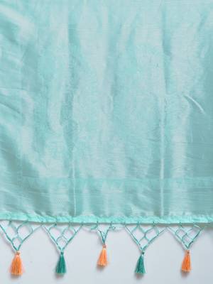 light-blue woven silk blend saree with blouse 4