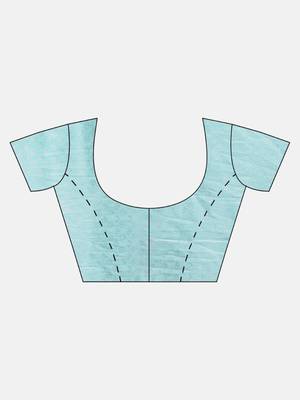 light-blue woven silk blend saree with blouse 5