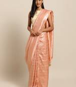 peach woven silk blend saree with blouse