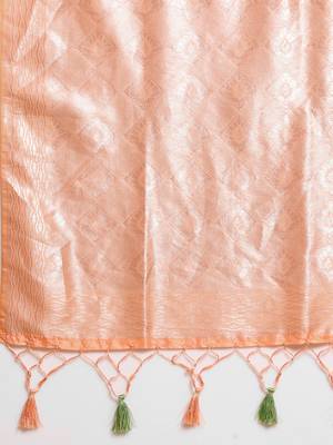 peach woven silk blend saree with blouse 4