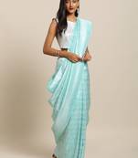 light-blue woven silk blend saree with blouse
