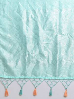 light-blue woven silk blend saree with blouse 4