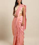 pink woven silk blend saree with blouse