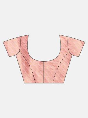 pink woven silk blend saree with blouse 5