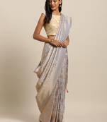 grey woven silk blend saree with blouse