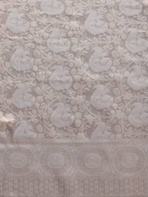 grey woven silk blend saree with blouse 3