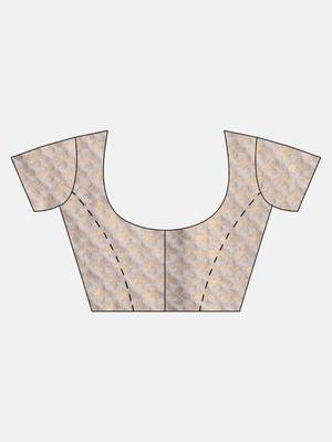 grey woven silk blend saree with blouse 5