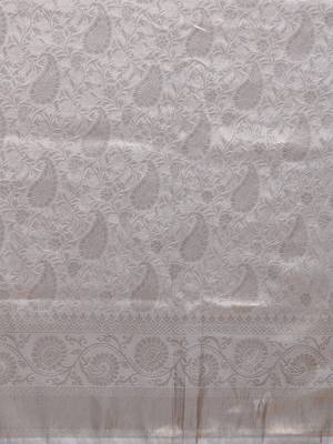 grey woven silk blend saree with blouse 4