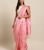 pink woven silk blend saree with blouse