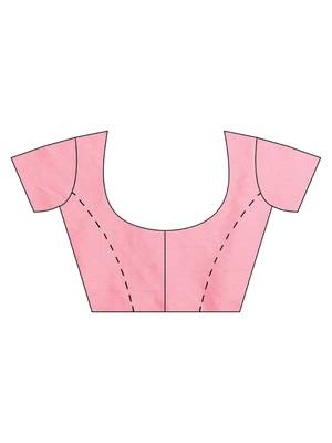 pink woven silk blend saree with blouse 5