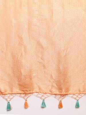 peach woven silk blend saree with blouse 4