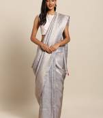 grey woven silk blend saree with blouse