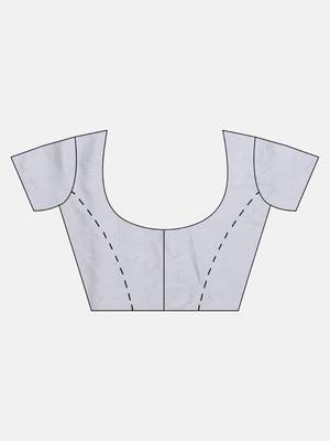 grey woven silk blend saree with blouse 5