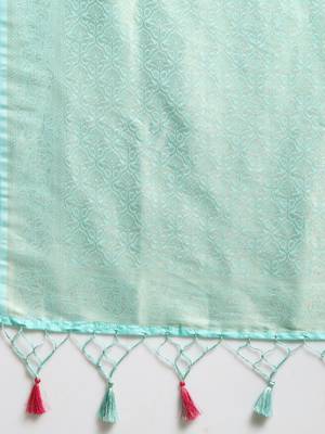 light-blue woven silk blend saree with blouse 4