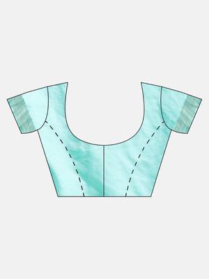 light-blue woven silk blend saree with blouse 5