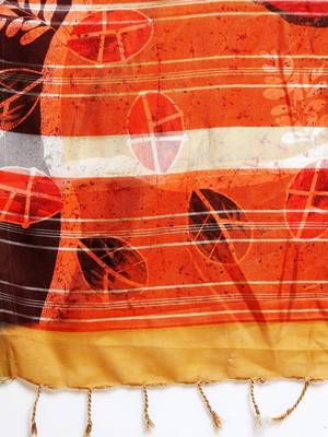 Green printed linen saree with blouse 4