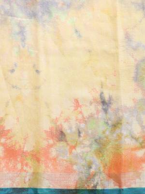 Mustard printed linen saree with blouse 3