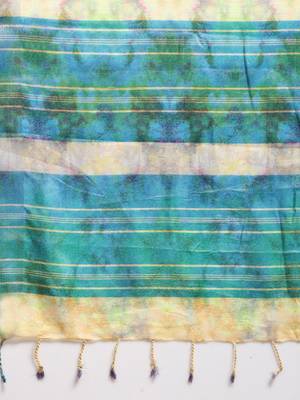 Mustard printed linen saree with blouse 4