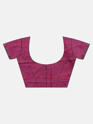 Pink printed linen saree with blouse 5