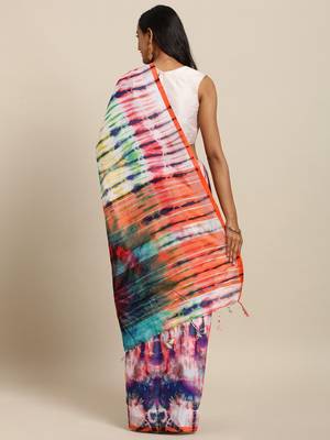 Pink printed linen saree with blouse 2
