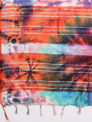 Pink printed linen saree with blouse 4