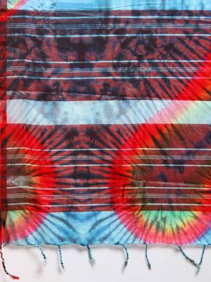 Blue printed linen saree with blouse 4