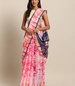 Peach printed linen saree with blouse