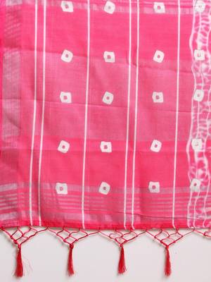 Orange printed linen saree with blouse 4