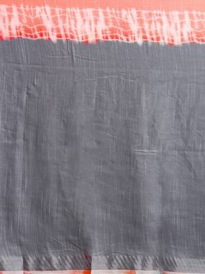 Black printed linen saree with blouse 4