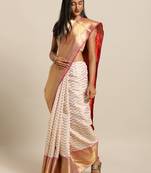 white woven silk blend saree with blouse