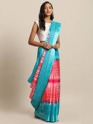 pink woven super net saree with blouse 1