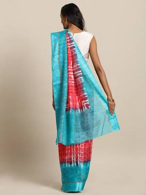 pink woven super net saree with blouse 2