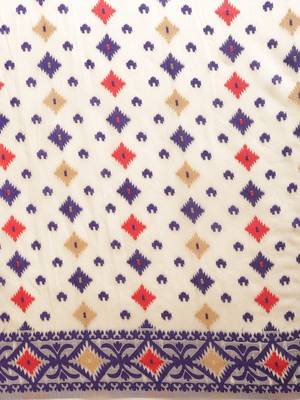 Cream Woven Cotton Saree With Blouse 3