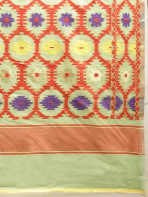 Mustard Woven Cotton Saree With Blouse 4