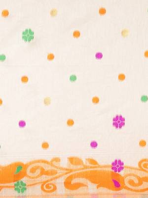 white woven cotton saree with blouse 3