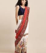 red woven cotton saree with blouse