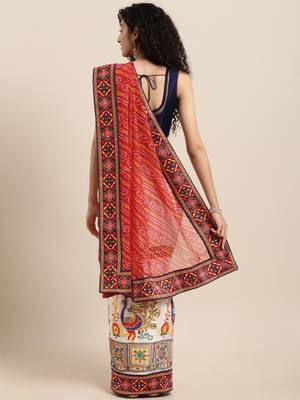 red woven cotton saree with blouse 2