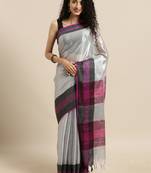 grey woven tissue saree with blouse
