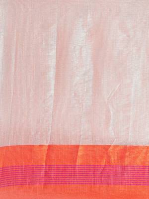 peach woven tissue saree with blouse 3