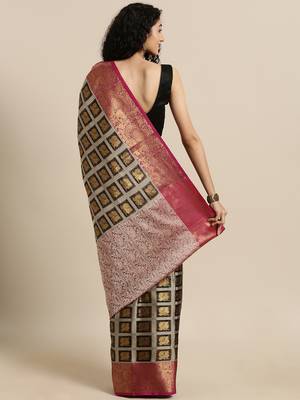 black woven tissue saree with blouse 2