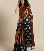 copper woven tissue saree with blouse