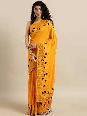 mustard woven art silk saree with blouse 1