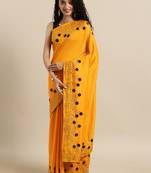 mustard woven art silk saree with blouse