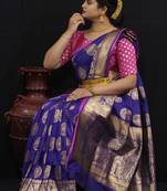 purple woven silk blend saree with blouse